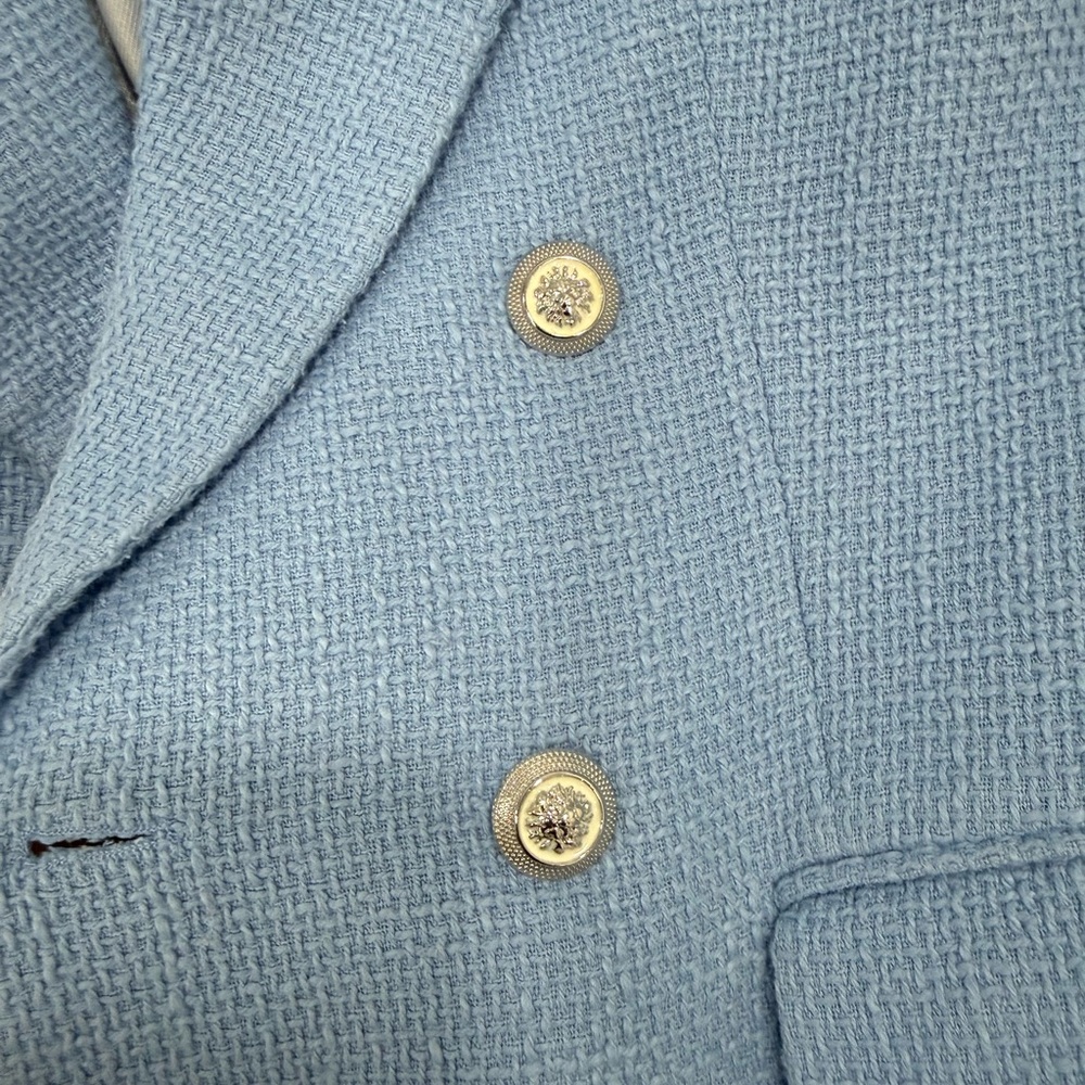Zara Women's Light Blue Double-Breasted Blazer - Picture 3 of 4